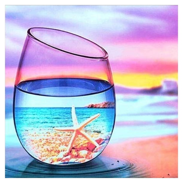 Punto Cruz Cristal Playa Cgtredaw Bordado Artesanal Impreso 11CT 40x40cm