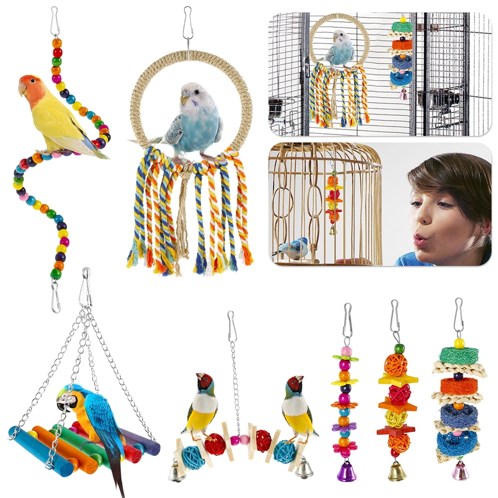 Pet Bird Swing Parrot Parakeet Budgie Cockatiel Cage Hammock Toys Hanging TES 