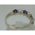 thumbnail image 4 of LBG 925 Sterling Silver Cultured Pearl & Amethyst Womans Eternity Engagement Ring - Size 6, 4 of 6