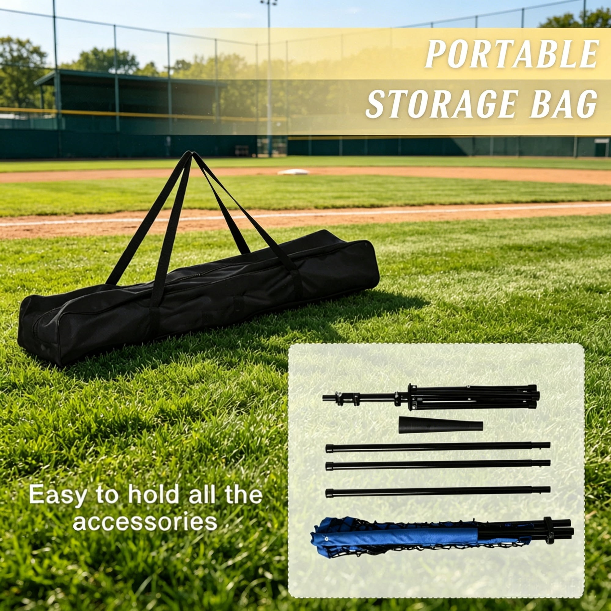 Baseball Hitting Net Set with Adjustable Batting Tee, 120-Ball Caddy & 12 Baseballs, Portable Steel Frame Softball Practice Net with Carry Bag for Backyard Training
