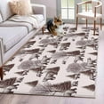 thumbnail image 3 of 3x5 Washable Area Rug, Forest Animal Non-Slip Rectangle Rug for Living Room Bedroom, Brown Bear Tree Vintage Abstract Art Indoor Low Pile Floor Mat for Home Decor, 3 of 9