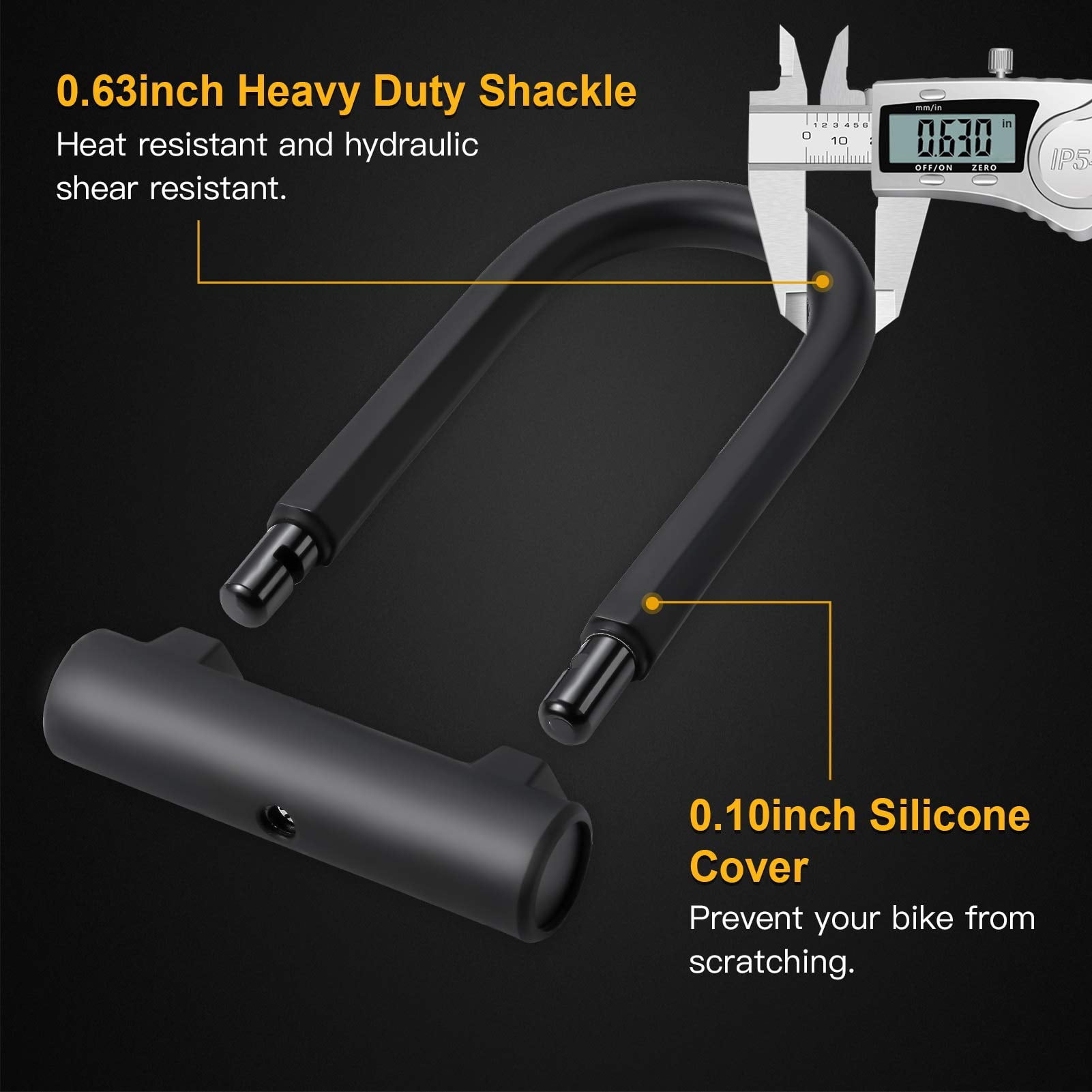 High Security Heavy Duty Bike U Lock with 16mm Thick Shackle 4ft 6ft Flexible Security Cable Sturdy Mounting Bracket for Bicycle Motorcycle E Bike