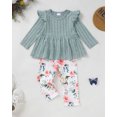 thumbnail image 5 of 6 Months Baby Girls Clothes 12 Months Girl 2 Pack Outfits Set Infant Girl Long Sleeve Top Pants 4PCS Clothing Set Green, 5 of 6