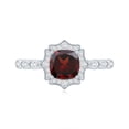 thumbnail image 4 of Rosec Jewels Real Garnet Vintage Inspired Engagement Ring - Cushion Cut Garnet and Diamond Halo Ring - with Jewelry Box, 10K White Gold, US 10.50, 4 of 8