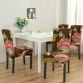 thumbnail image 2 of Decorative Bohemian Paisley Dining Chair Covers 4 Pack with Vintage Floral Ethnic Retro Pattern Washable Polyester Stretch Slipcovers Removable Protector for Classic Dining Room, 2 of 7