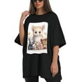 thumbnail image 4 of Plus Size Shirt for Women Black Tops for Women Short Sleeves Shirt for Women Cute Animals1 T Shirt Oversized Shirt for Women S, 4 of 5