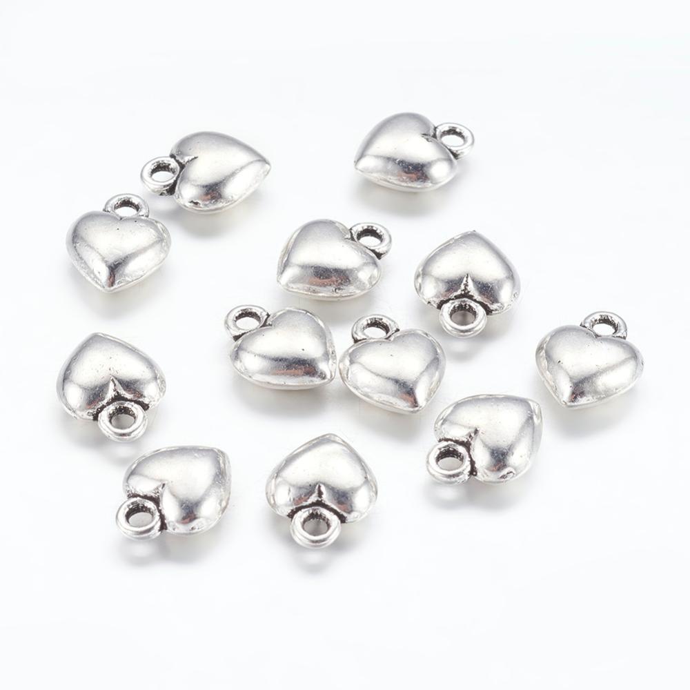 500pcs style Alloy Lead Free and Cadmium Free Heart Antique Silver 11.5mm long 9mm wide 4.5mm thick hole: 1.5mm