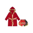 thumbnail image 3 of Fldy Tenues de Boxe pour Garçons, Ensemble Robe à Capuche en Satin Métallique et Shorts, Robe de Fête Déguisement A3 6, 3 of 5