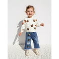 thumbnail image 5 of Loicainy Toddler Kids Little Girls Fall Outfits Crochet Flowers Long Sleeve Sweatshirt and Elastic Ripped Denim Flare Pants Clothes Set 6 Months to 7 Years, 5 of 9
