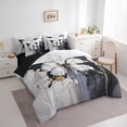 thumbnail image 3 of Manfei Teens Vintage Butterfly Bedding Comforter Set 7 Pieces, Romantic Artwork Full Bedding Set, Black Grey Oil Printing Reversible Fitted Sheet Flat Sheet, Breathable Home Decor, 3 of 7