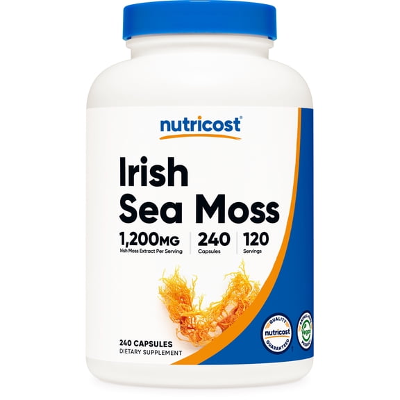 Nutricost Irish Sea Moss Extract Capsules 1,200mg per Serving, 240 Capsules - Vegan, Gluten-Free, 120 Servings Per Bottle