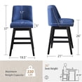 thumbnail image 5 of Newest 30" Swivel Bar Stools Set of 2, Dark Blue Linen Upholstery with High Back & Solid Wood Frame for Kitchen Island & Home Bar, 5 of 7