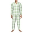 thumbnail image 4 of Bingfone Men'S Pajama Set 2 Piece Loungewear Pjs, Long Sleeve With Pajama Pants-Pistachio Green Checkboard, 4 of 9