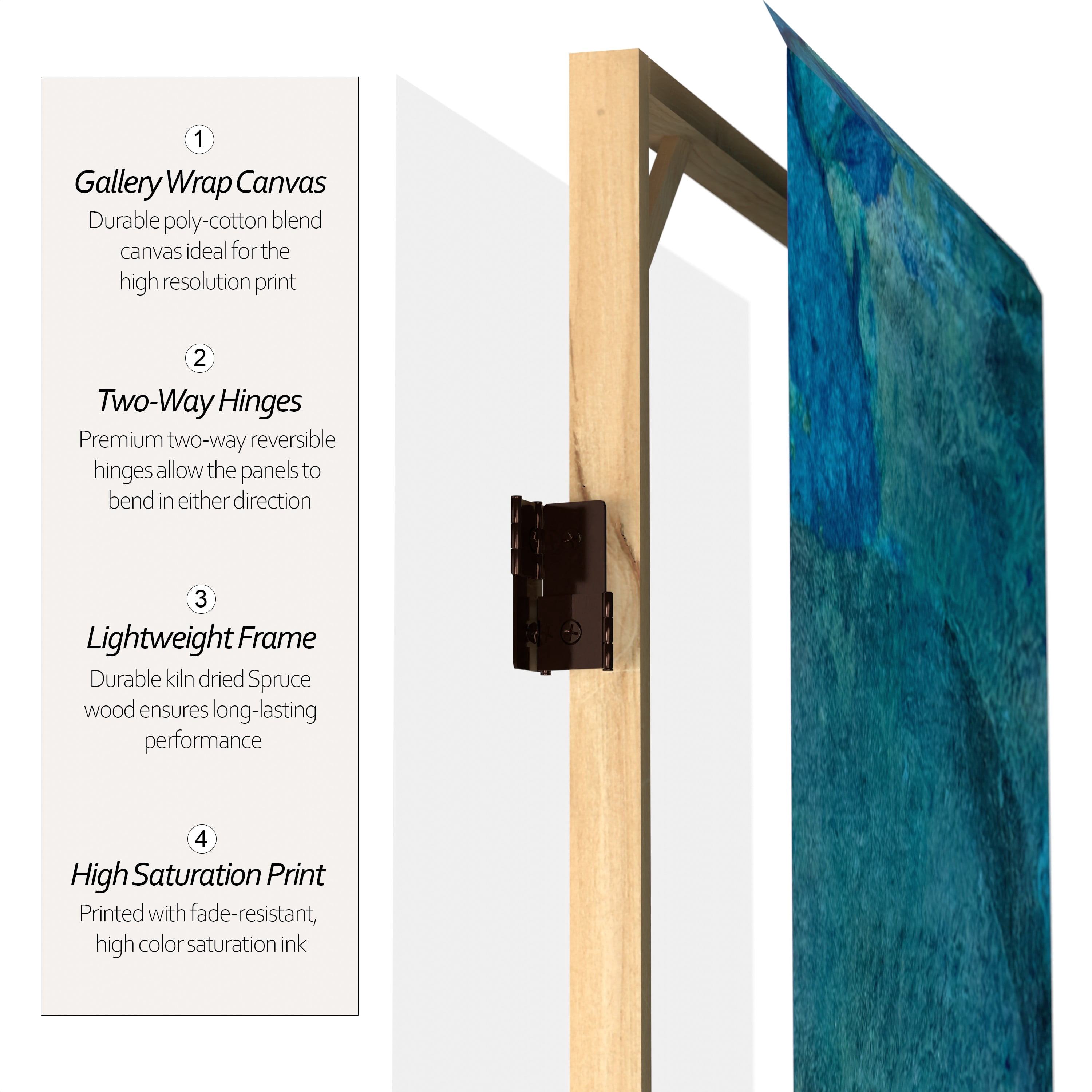7 ft. Tall Double Sided Deep Blue Sea Canvas Room Divider