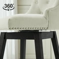 thumbnail image 4 of 26 Inch Bar Stools Set of 4,Swivel Counter Stools with Back, Linen Fabric Upholstered Barstools, Solid Wood Legs with Footrest, Modern Bar Stool（Beige）, 4 of 5