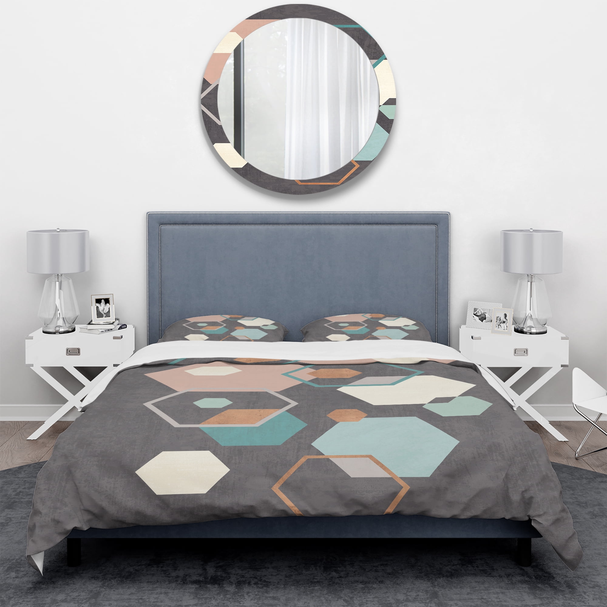 Designart 'Geometric hexagons Pattern IV' Geometric Duvet Cover Set