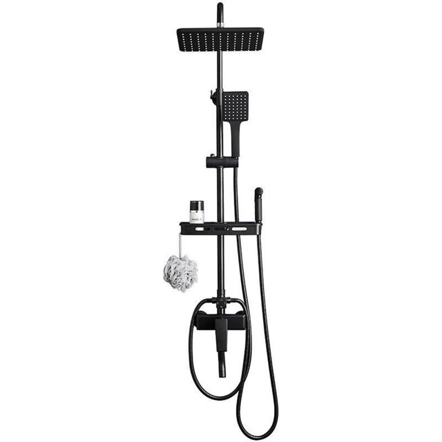 Exposed Shower Fixtures, Luxury Wall Mounted Rain Mixer with Adjustable Height, Air Injection Technology, Easy Installation & Cleaning, for Beauty Salon Bathing Areas (304 Stainless Steel)