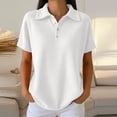thumbnail image 5 of cocolona Summer Collar Shirts for Women Lapel Short Sleeve Button Tops Dressy Casual Basic Loose Solid Color Blouses, 5 of 5