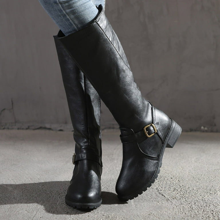 Keen black cheap leather boots