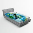 thumbnail image 1 of Ambesonne Sports Fitted Sheet, Exotic Sealife Hobby, Twin XL Size, Blue Black, 1 of 2