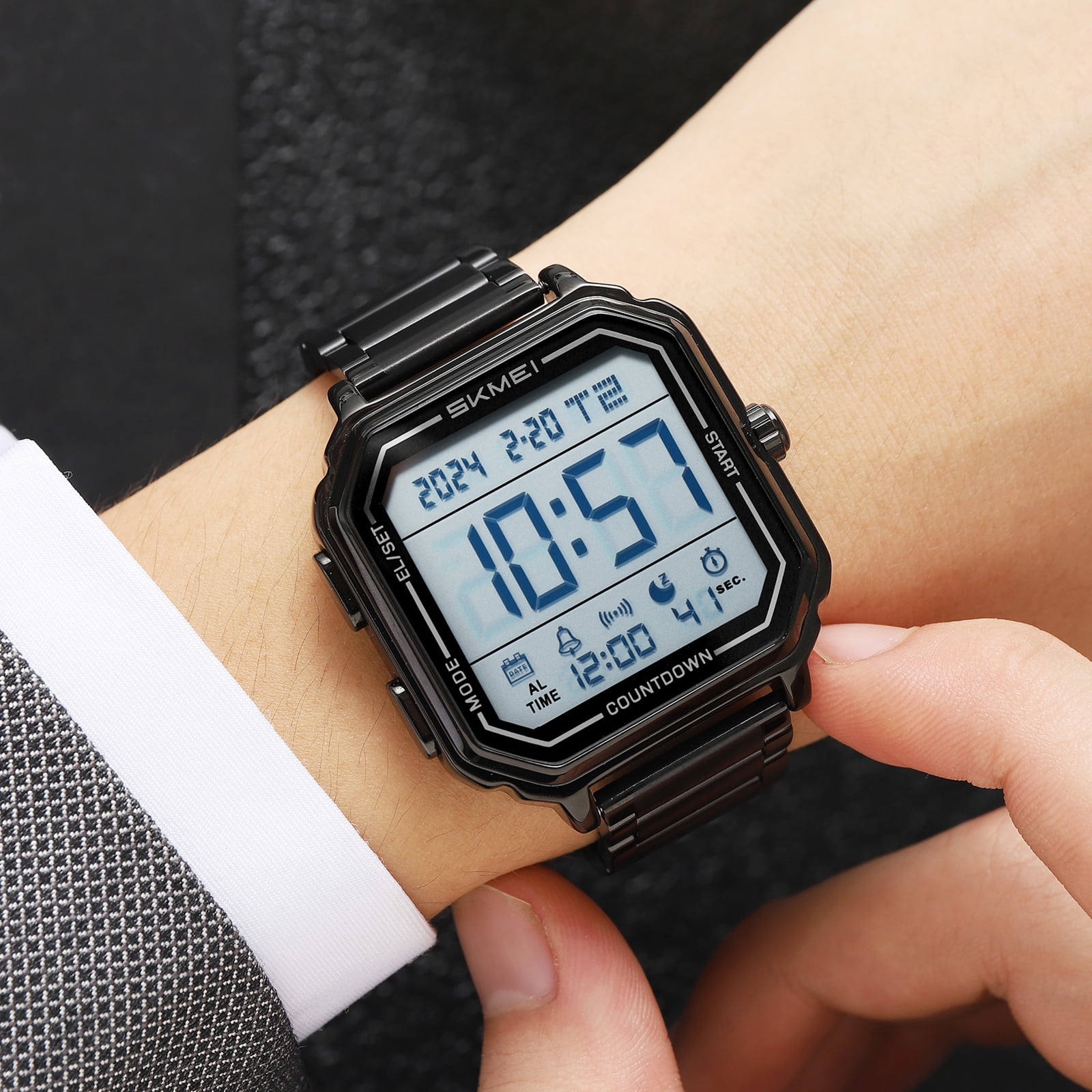SKMEI Mens Digital Watch Sports Waterproof Outdoor Large Face Military Watches for Men with Stopwatch LED Back Ligh Alarm