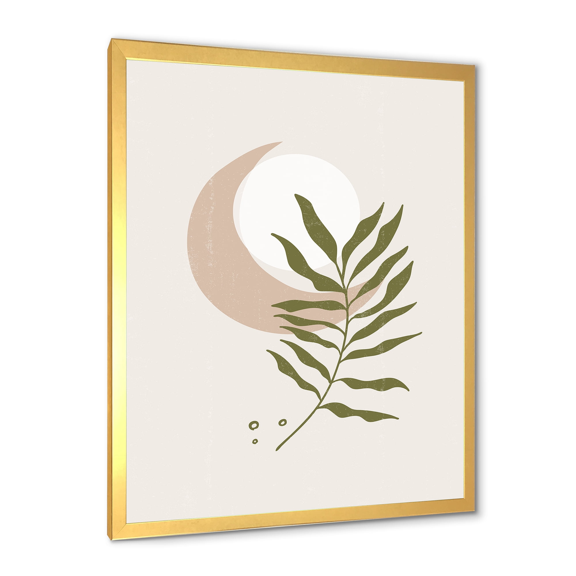 Designart 'Abstract Geometrical Leaf With Moon II' Modern Framed Art Print