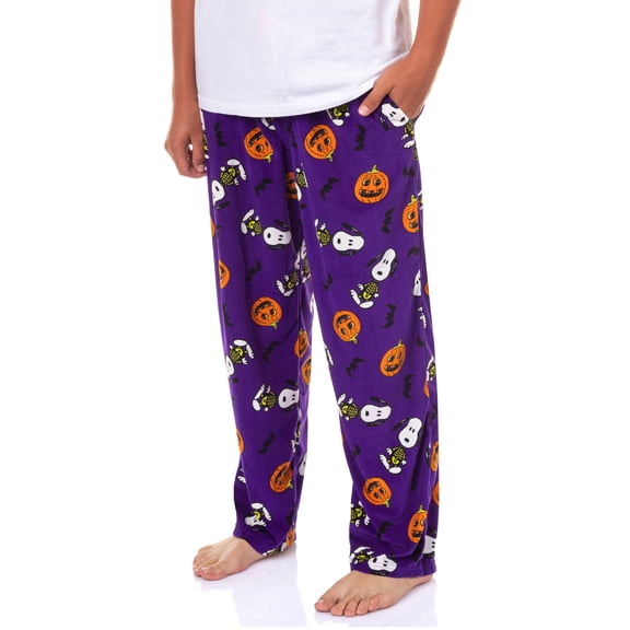 Peanuts Pajamas Men's Skeleton Snoopy Halloween Lounge Pajama Pants