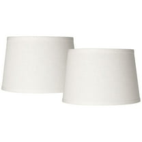 Springcrest Set of 2 White Small Hardback Drum Lamp Shades 10" Top x 12" Bottom x 8" High (Spider) Replacement with Harp and Finial
