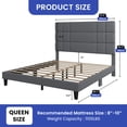 thumbnail image 5 of ModFusion - Modern Queen Size Bed Frame, Robust Metal & Wood Construction, Easy Assembly, 43.3" Linen Upholstered Headboard, Gray, 5 of 6