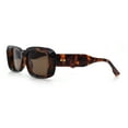 thumbnail image 6 of Womens Beveled Thick Plastic Narrow Rectangle Mod Fashion Sunglasses Tortoise - Brown, 6 of 8