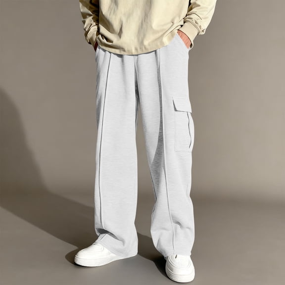 hengsof Boy's Wide Leg Sweatpants Athletic Baggy Pants Stylish Long Cargo Pants Joggers Trousers with Pockets