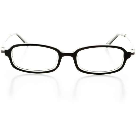 Unisex Optical Eyewear - Rectangle Shape, Plastic Full Rim, Black Crystal