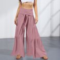 thumbnail image 3 of Pantalones Palazzo de Pierna Ancha Para Mujer Pantalones de Cintura Alta Pantalones Largos de Vendaje Sólido Casual de Moda Odeerbi ODB177349, 3 of 8