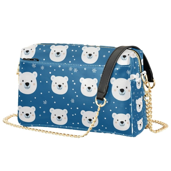FORMRS Women Crossbody Purse with Chain Strap Vegan Leather Shoulder Handbag, Blue Polar Bear