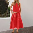 thumbnail image 4 of Prolriy Summer 2 Piece Outfits, Women's Holiday Sleeveless Vest Skirt Line Design Skirt Sets with Pockets Travel Outfits 2 Piece Sets for Women Red XXL, 4 of 9