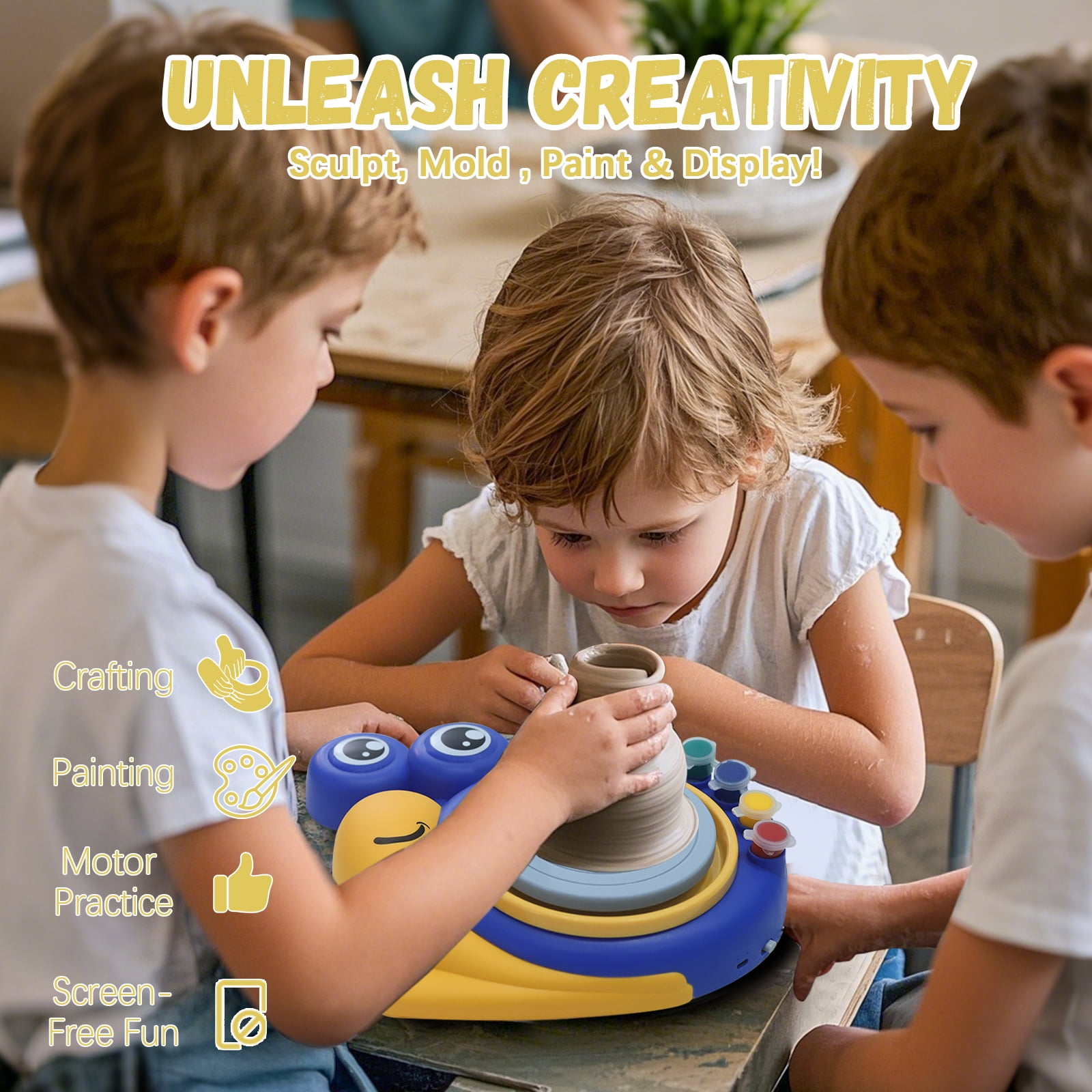 Pottery Wheel for Kids, Complete Pottery Kit for beginners Girls Boy Toy, Arts and Crafts for Kids ages 8-12, Clay Kit with Sculpting Tools, Ideal Birthday Halloween Toys