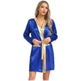 thumbnail image 3 of YiZYiF Peignoir de Boxe en Satin pour Femmes à Manches Longues, Ouvert à l'Avant, avec Garniture Métallique, Cape à Capuche avec Ceinture, Bleu Royal 14, 3 of 6