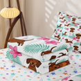 thumbnail image 6 of Homewish Funny Dachshund Animal Zipper Twin Comforter Sets with Fitted Sheet and 2 Pillowcases,Pretty Hibiscus Flower Zipper Bedding Set,Ocean Wave Decor,Colorful Stars Reversible,4pcs, 6 of 8