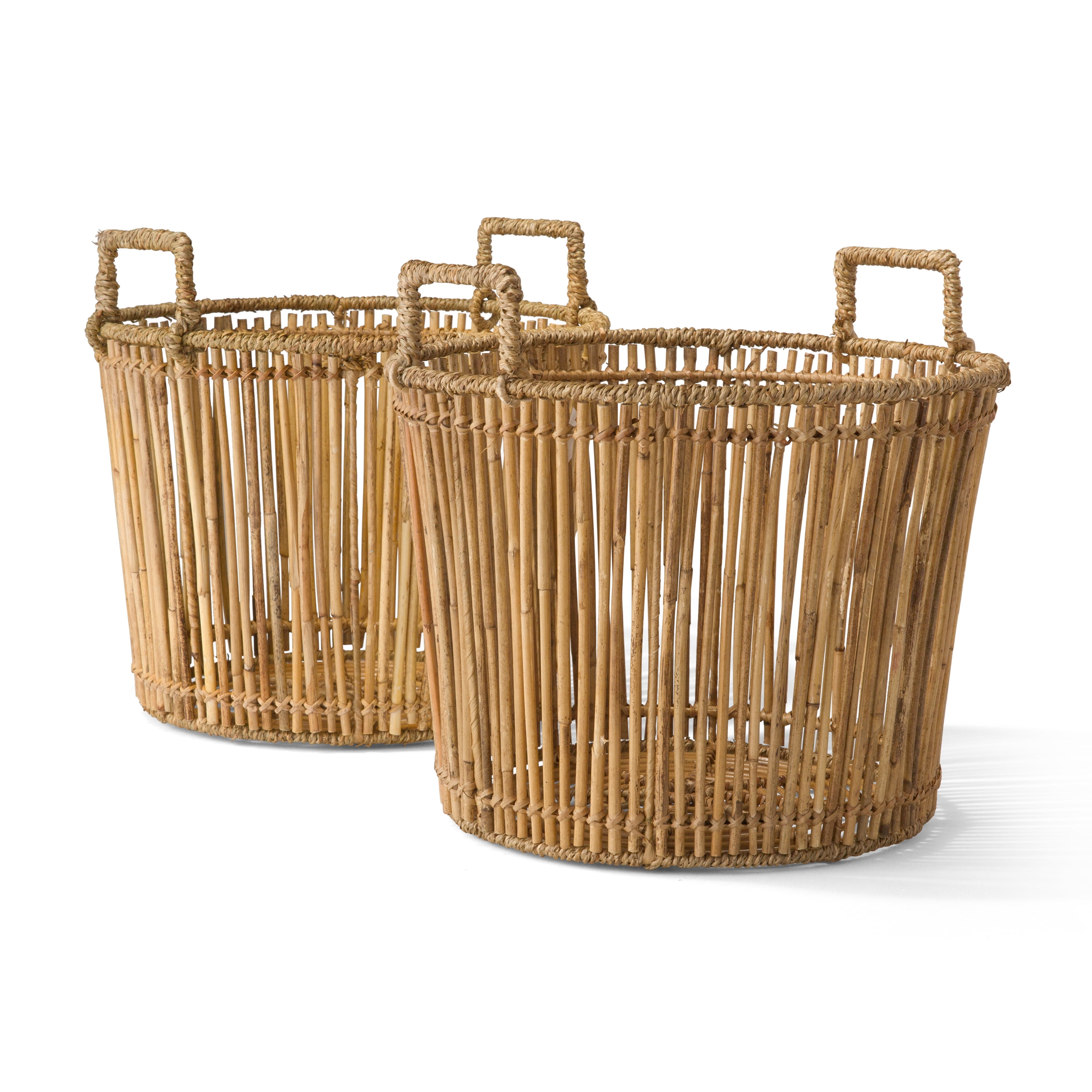 MoDRN Naturals Round Rattan Basket with Handles, 2 Pack