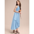 thumbnail image 4 of Drtj 2-14T Junior Flower Girl A-line Scoop Asymmetrical Satin Wedding Bridesmaid Cascading Ruffles Dress, 4 of 6