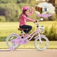 thumbnail image 2 of Costway Bicicleta infantil ajustable con rueda de entrenamiento para niños de 4 a 7 años, color morado, 2 of 3