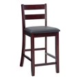 thumbnail image 1 of Linon Triena Wood Soho Ladder Back Faux Leather Seat 25" Counter Stool in Merlot, 1 of 14