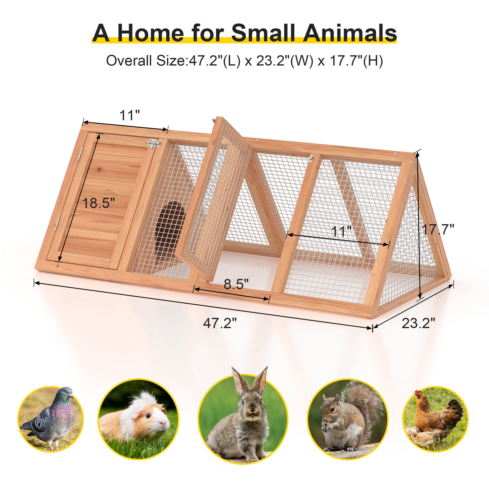 Phonjoroo Wooden Ventilated Chicken Coop for 2 Chickens, Brown