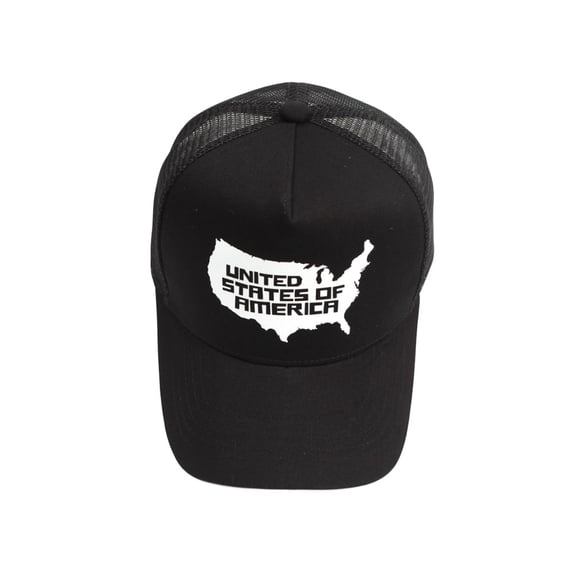 WITHMOONS USA America Map Print Mesh Snapback Hat Hiphop Trucker Cap Baseball Cap ALM1505 (Black)