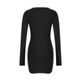 thumbnail image 3 of hirigin Women's Bodycon Dress, Crew Neck Long Sleeve Hollow Out Front Tie-Up Solid Color Mini Dresses, 3 of 9