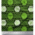 thumbnail image 1 of Soimoi Green Poly Georgette Fabric Geometrical Star Geometric Decor Fabric Printed Yard 42 Inch Wide, 1 of 5