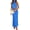 Brilliant Blue, variant on Women's 2 Piece Satin Outfits Summer Sleeveless Mock Neck Crop Tops and Long Skirt Dress Sets