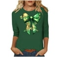 thumbnail image 3 of Elvqul T-Shirts à Col Rond pour Femmes, T-Shirts à Manches 3/4 de la Saint-Patrick, Grande Taille, Graphiques, Hauts de Fête Stylés pour Dames, Mignons, 3 of 5