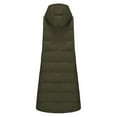 thumbnail image 6 of Women's Long Quilted Puffer Vest Plus Size Sleeveless Winter Hooded Coats Zipper Snap Casual Jacket Outerwear Army Green, 3XL, 6 of 7