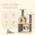 thumbnail image 3 of Cat Tree for Indoor Cats with Pillow-Covered Perches, Spinning Toy, Modern Climbing Activity Cat Tower with Scratching Posts, Cat Condo, Ladder, Natural, 3 of 8